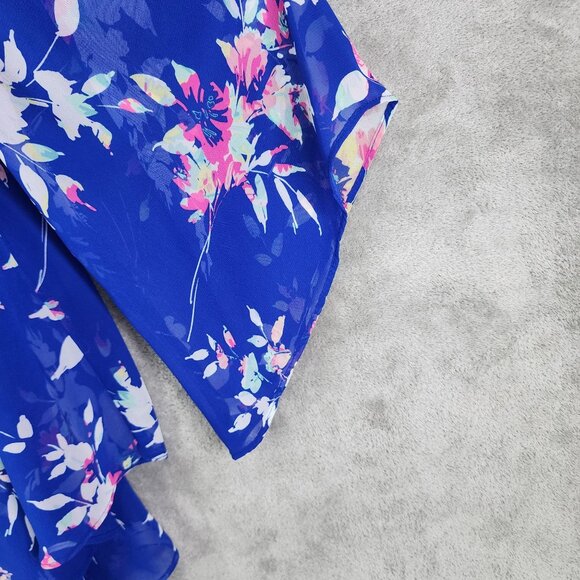 Women's Worthington Woman Floral Print Chiffon Blouse Sheer V Neck 3/4 Sleeve 1X - Picture 5 of 12